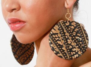 Chandra Jewerly Gold Tone & Animal Print Circle Drop Earrings