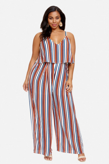 Fashion to Figure Janis striped plus size jumpsuit