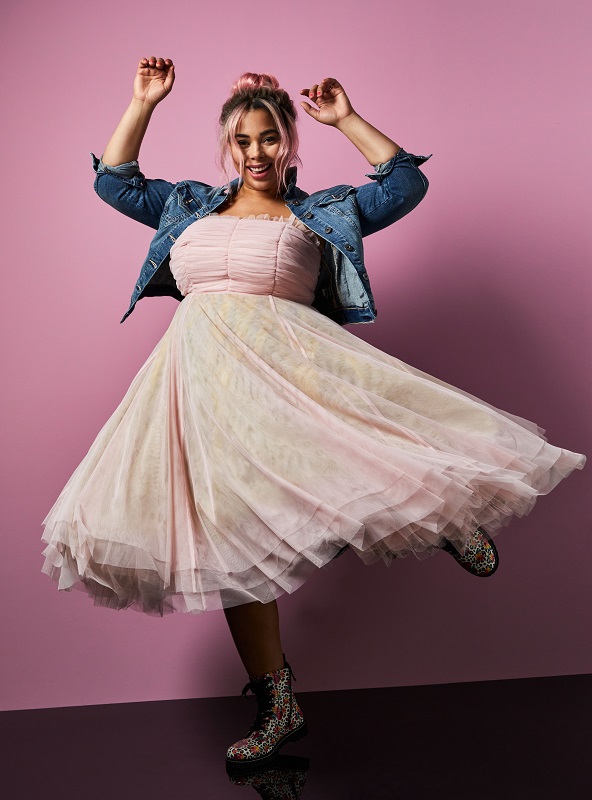 plus size Betsey johnson dresses from Torrid. Here's a pink tulle strapless mesh dress from Torrid.