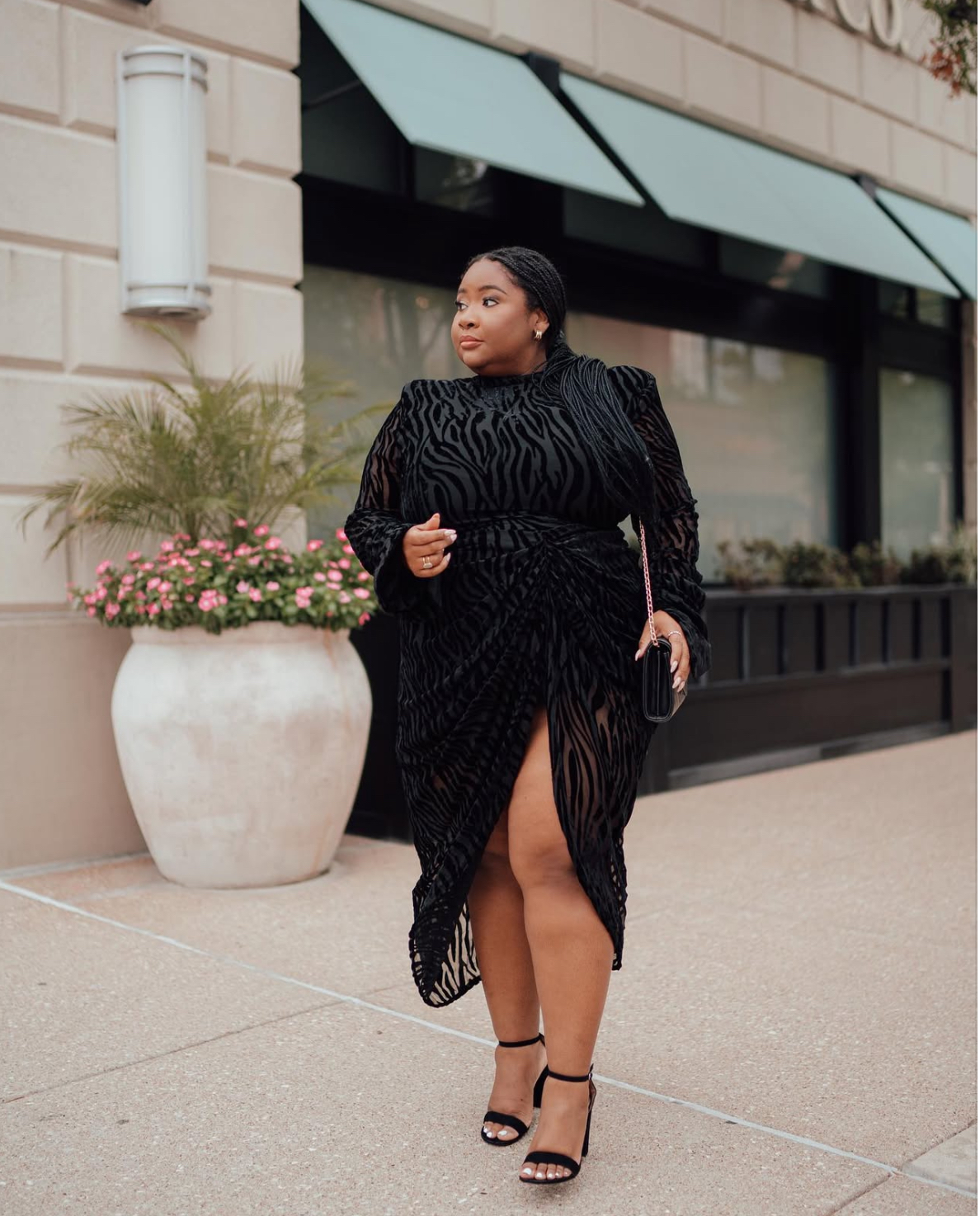 plus size dinner dress with black mesh and ruching